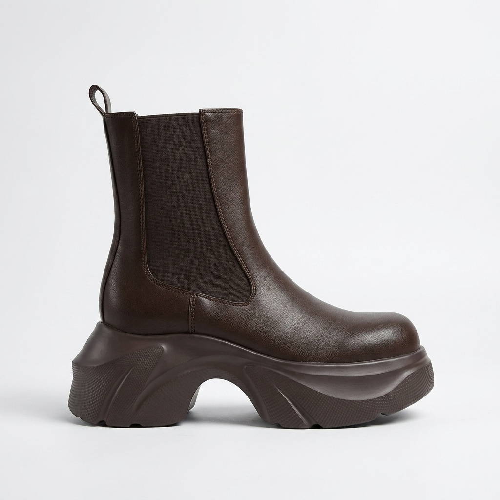 Women's Platform Chelsea Boots with Wave-Shaped Sole