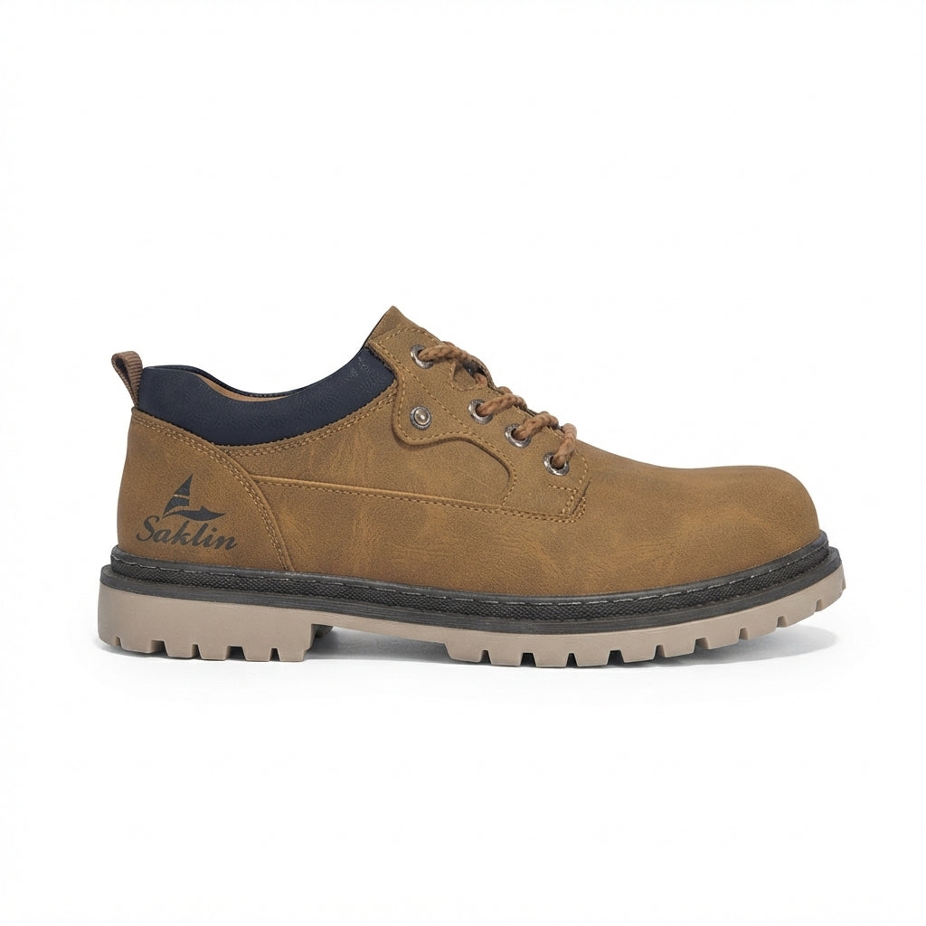Men's Leather Combat Boots with D-Ring Eyelets