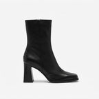 Women's Square Toe Ankle Boots with High Flared Block Heel