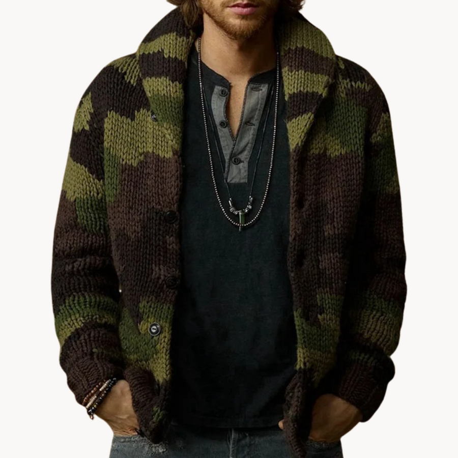 Men's Camo Print Shawl Cardigan | Recon