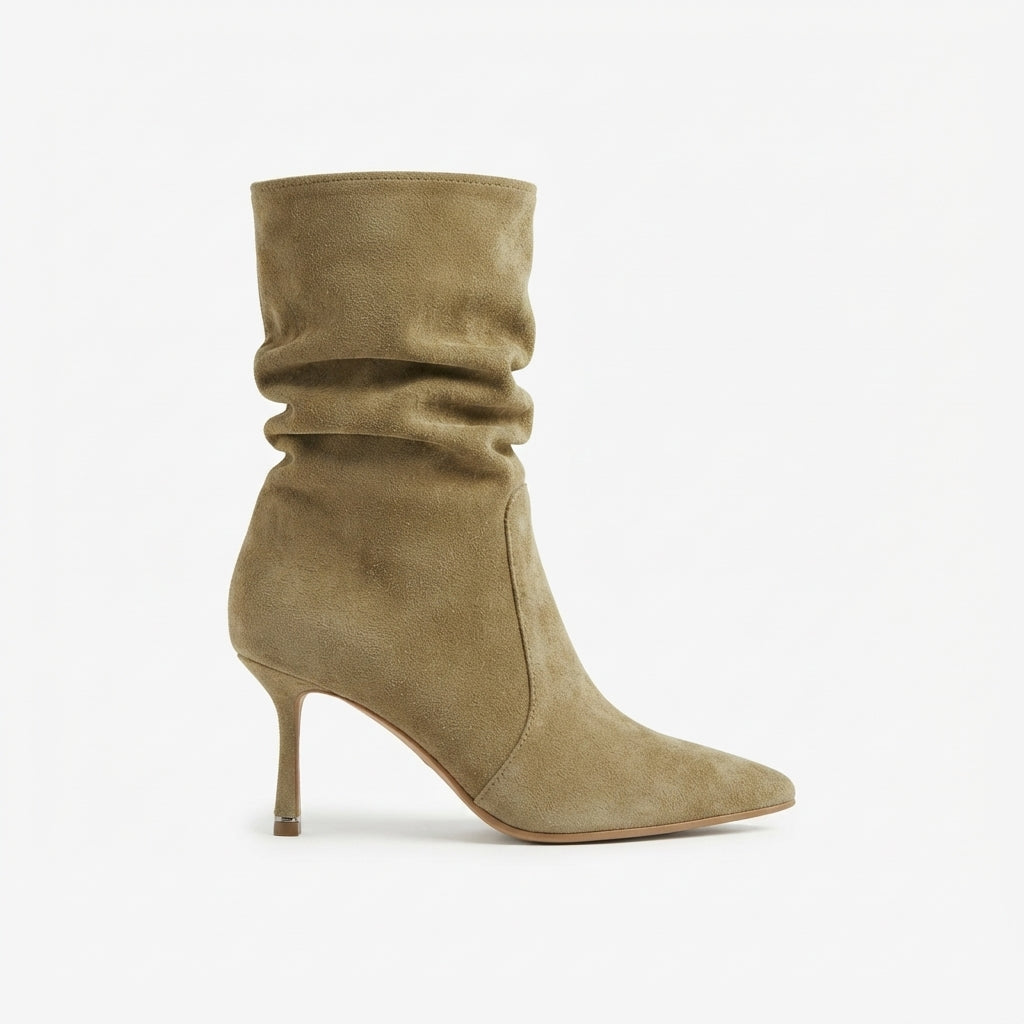 Women's Pointed Toe Stiletto Heeled Slouch Boots