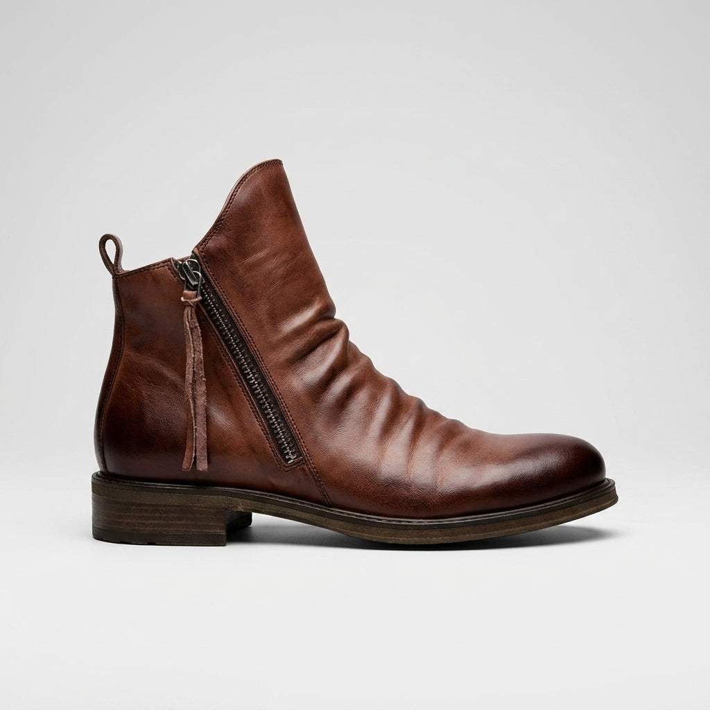 Men's Soft Leather Side-Zip Ankle Boots