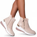 Women's Waterproof Orthopaedic Winter Wedge Ankle Boots in Beige – view 2
