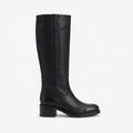 Women's Orthopaedic Leather Knee High Boots with Round Toe in Black