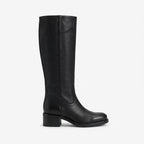 Women's Orthopaedic Leather Knee High Boots with Round Toe in Black