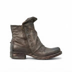 Women's Slouch Leather Biker Boots with Arch Support