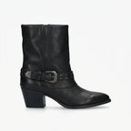Women's Slouch Western Boots with Studded Buckle, Pull-On