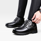 Men's Fleece-Lined Leather Lace-Up Boots with Buckle — view 4
