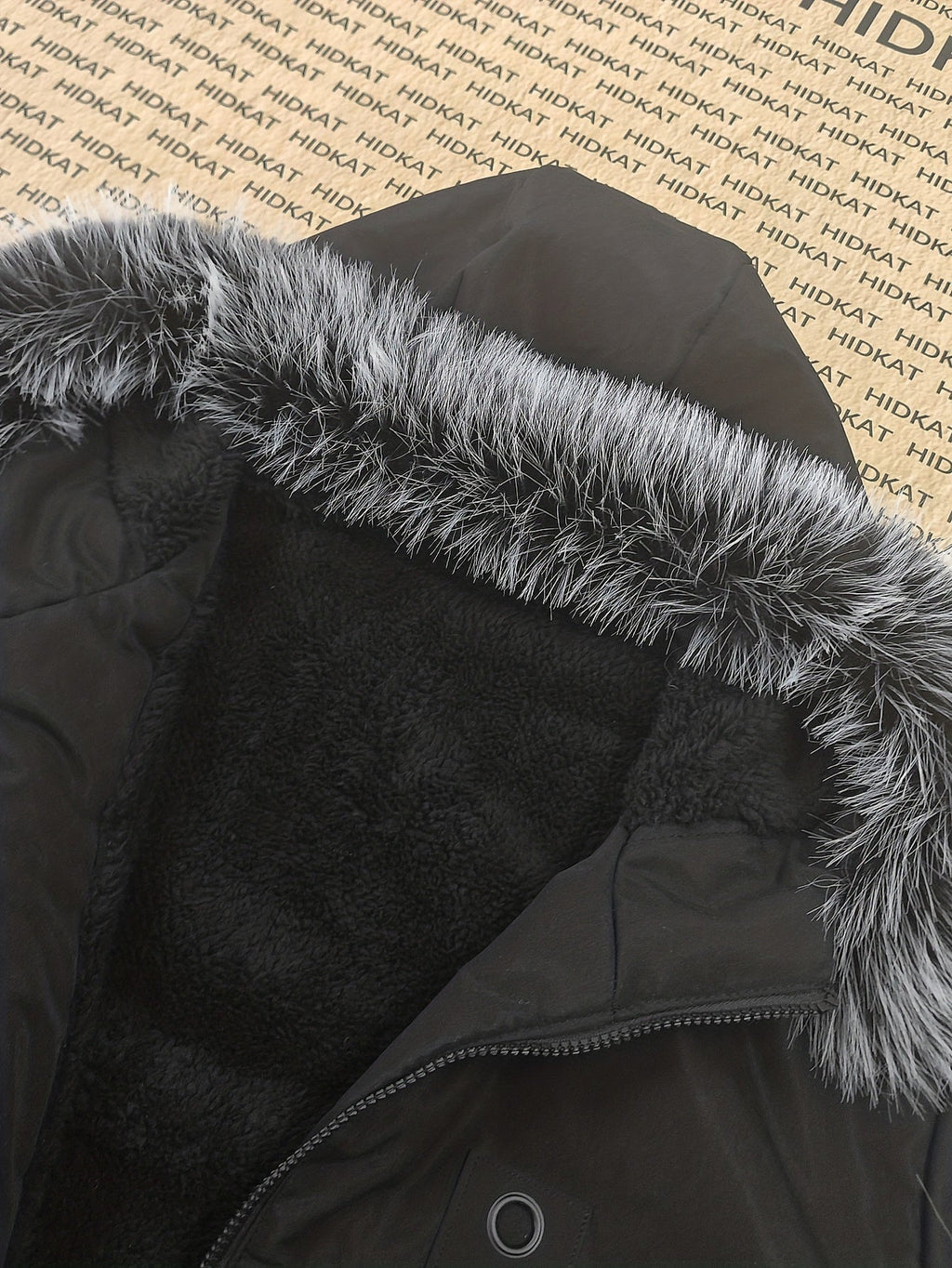 Men's fleece-lined hooded parka jacket