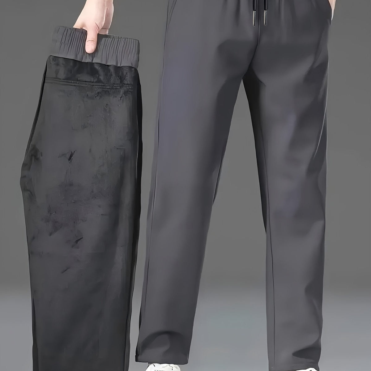 Men's fleece-lined water-repellent drawstring trousers