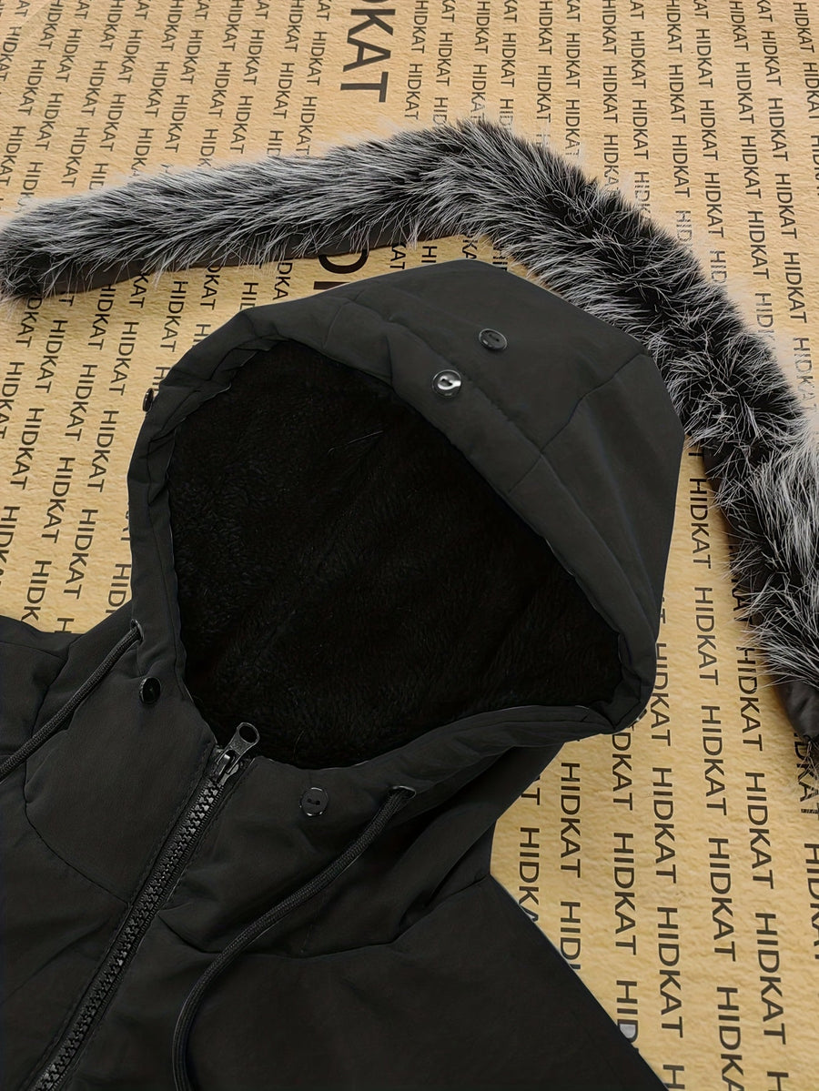 Men's fleece-lined hooded parka jacket