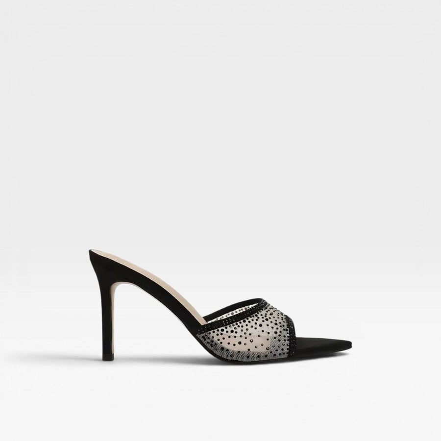 Women's Crystal Embellished Suede Stiletto Mules
