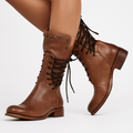 Women's Studded Lace-Up Leather Ankle Boots — view 2