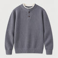 Men's waffle knit Henley jumper in Grey | Iwerne – front view
