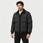 Men's Quilted Jacket in Black | Yarm – front view