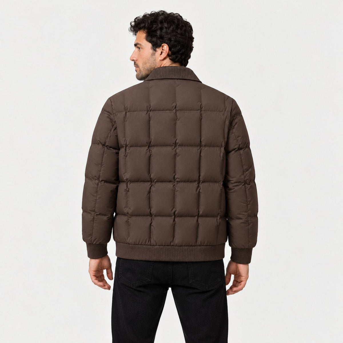 Men's Quilted Jacket in Espresso | Yarm – back view