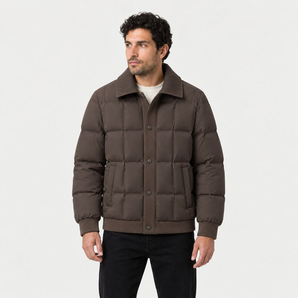 Men's Quilted Jacket in Espresso | Yarm – front view