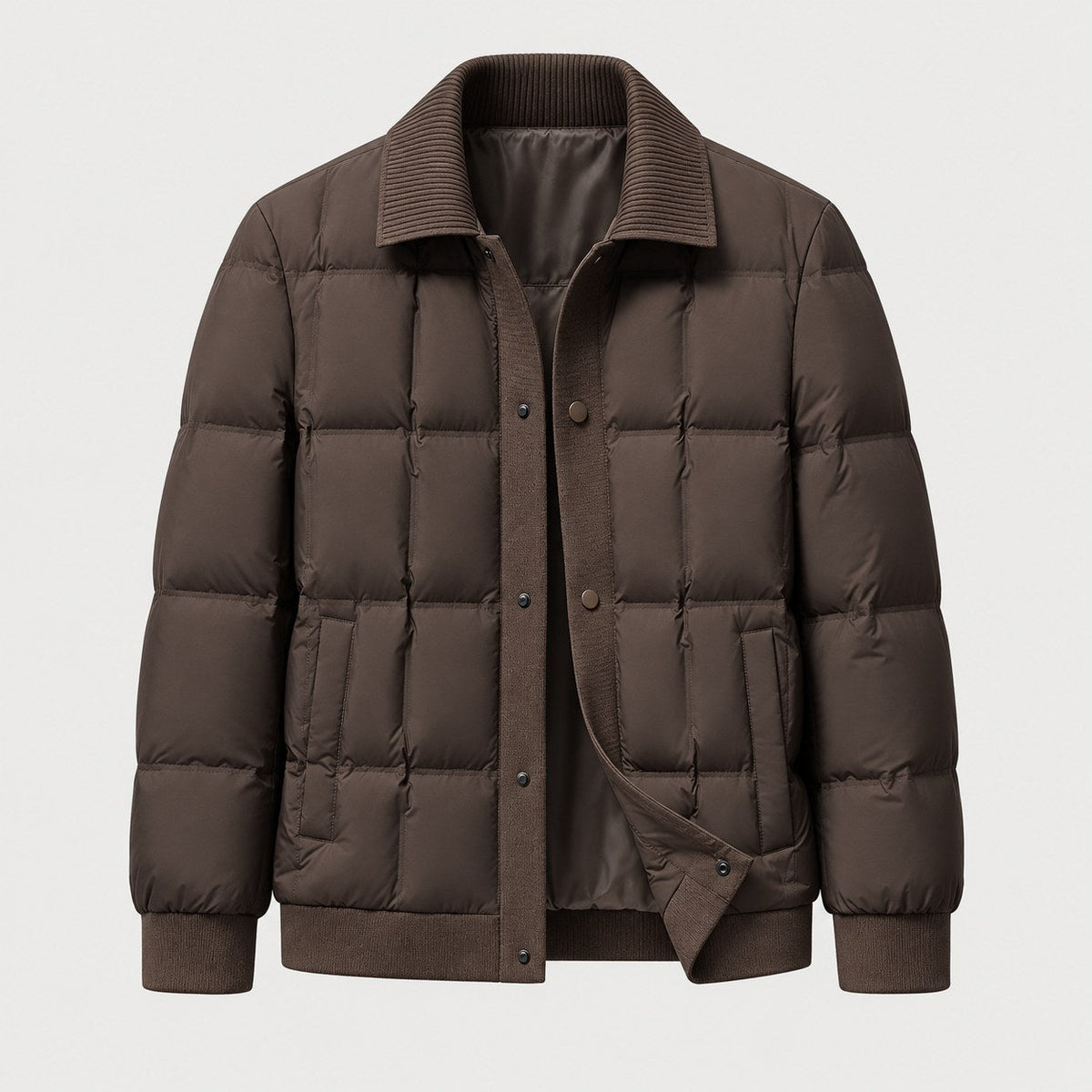 Men's Quilted Jacket in Espresso | Yarm – front view