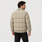 Men's Quilted Jacket in Khaki | Yarm – back view