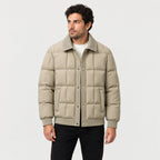 Men's Quilted Jacket in Khaki | Yarm – front view