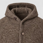 Men's bouclé hooded cardigan in Brown | Nympsfield – detail view