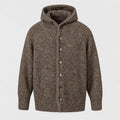 Men's bouclé hooded cardigan in Brown | Nympsfield – front view
