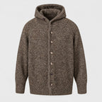 Men's bouclé hooded cardigan in Brown | Nympsfield – front view