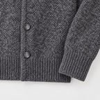 Men's bouclé hooded cardigan in Charcoal | Nympsfield – detail view