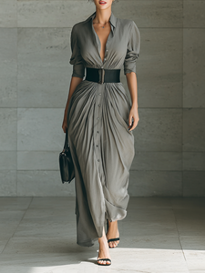 Zahara | Pleated long dress with a belt