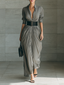Zahara | Pleated long dress with a belt