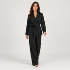 Women's wrap blazer and trouser set in Black | Chelsworth – front view