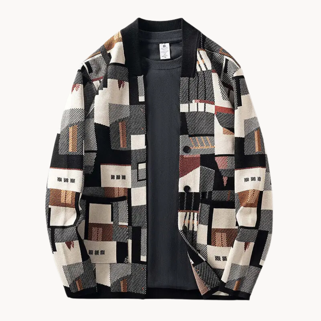 Men's Abstract Knit Cardigan | Faye