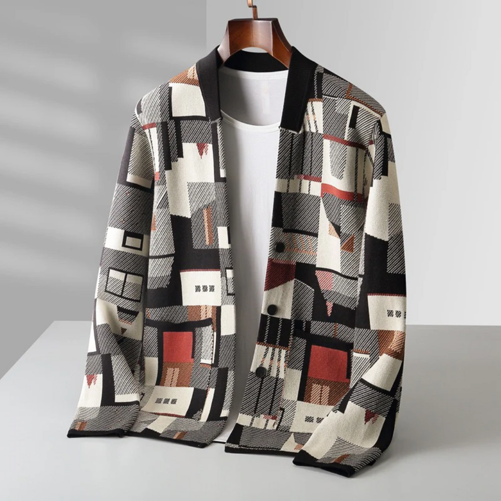Men's Abstract Knit Cardigan | Faye