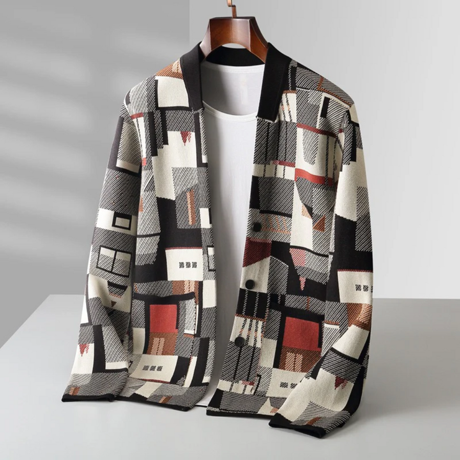 Men's Abstract Knit Cardigan | Faye