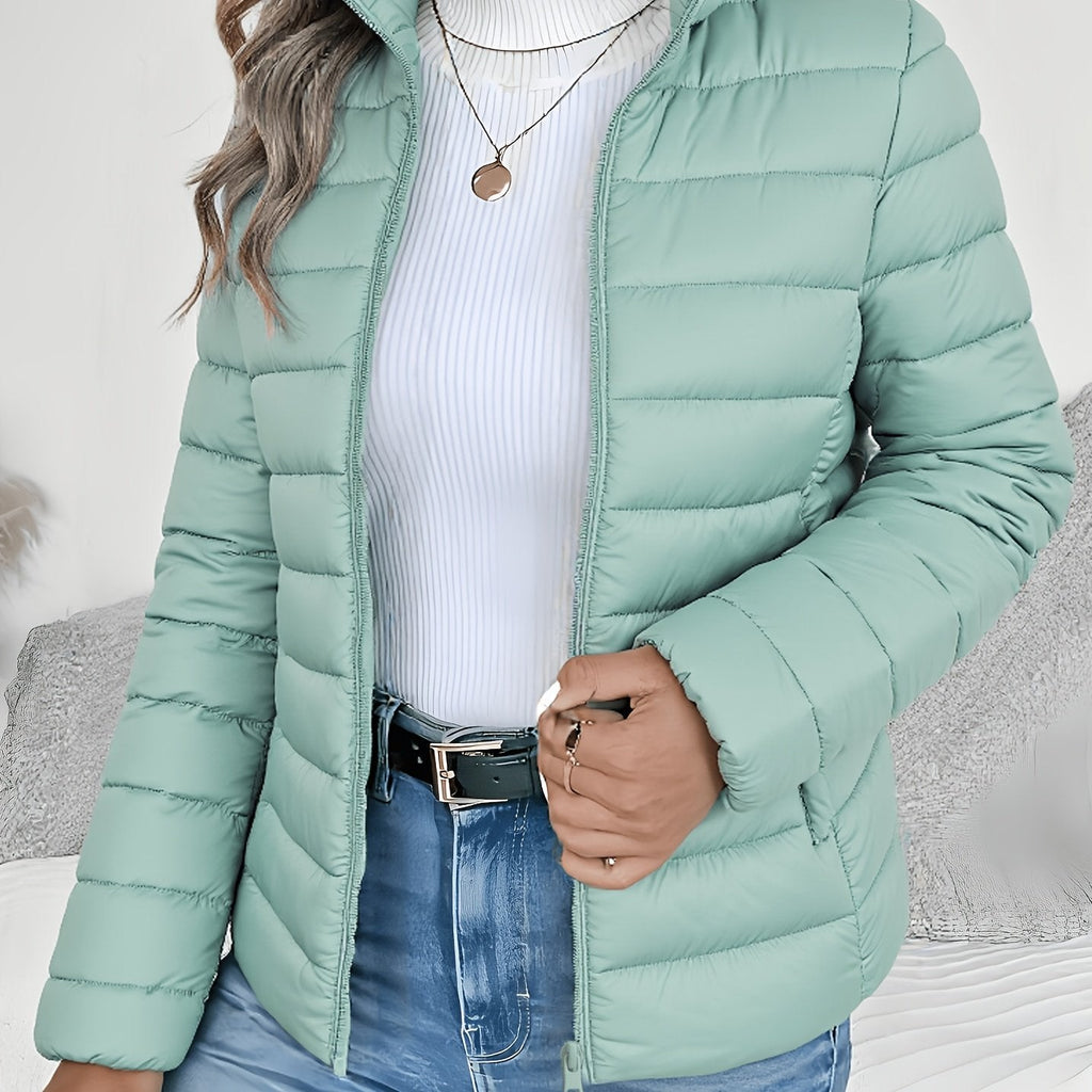 Women's lightweight stand collar puffer jacket