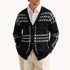 Men's Block Pattern Knit Cardigan | Percival