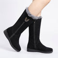 Women's Fur-Lined Knee High Boots with Side Zip