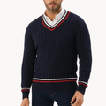 Men's Cable Knit V-Neck Jumper | Sienna