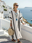 Elvienne | Short Sleeve Color Block Striped Maxi Dress