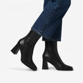 Women's Square Toe Ankle Boots with High Flared Block Heel