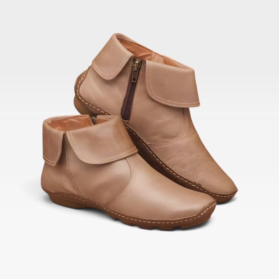 Women's Turn-Down Cuff Leather Ankle Boots — view 3