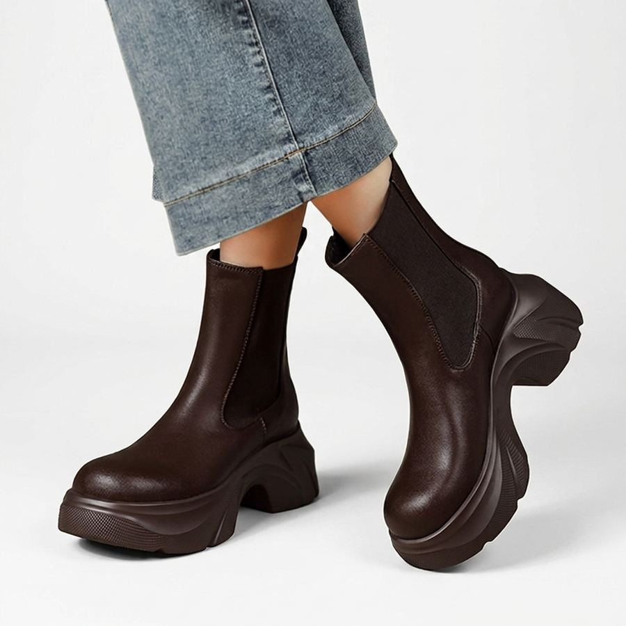 Women's Platform Chelsea Boots with Wave-Shaped Sole — view 3