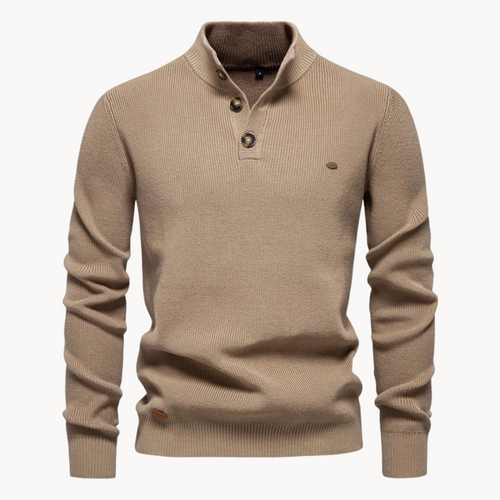 Men's Button Mock Neck Jumper | Livio