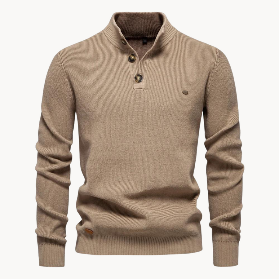 Men's Button Mock Neck Jumper | Livio