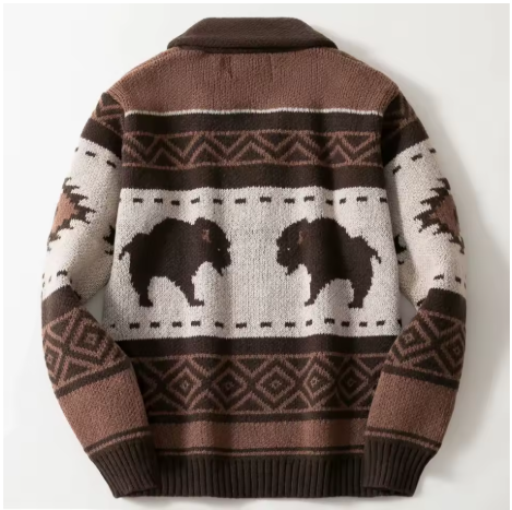 Men's Patchwork Reindeer Knit Jacket | Mountridge