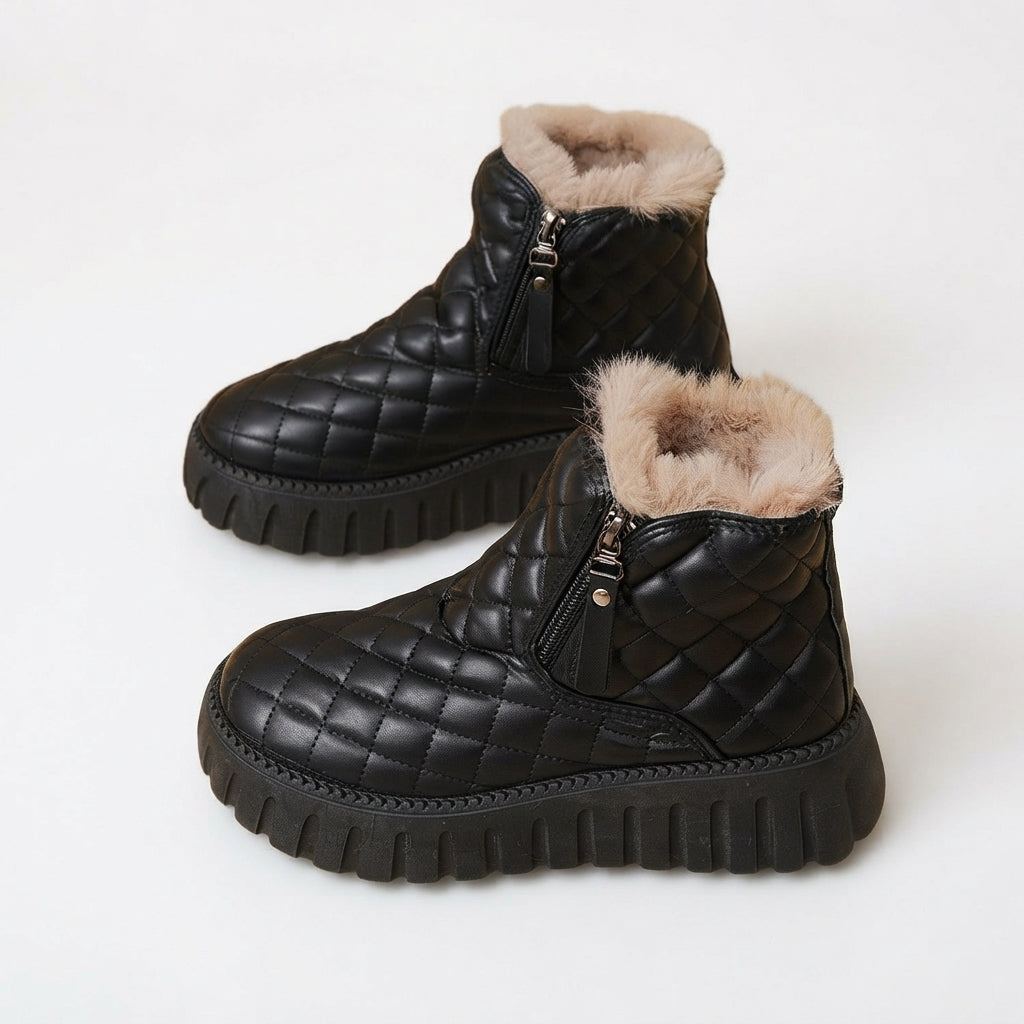 Women's Quilted Faux Fur-Lined Winter Ankle Boots — view 2