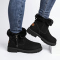 Women's Suede Side-Zip Ankle Boots with Chunky Lug Sole in Black – view 2