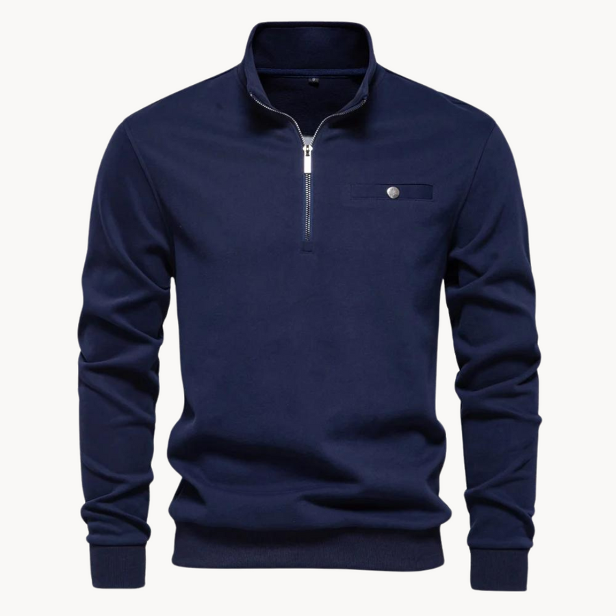 Men's Zip-Up Mock Neck Jumper | Lamberto