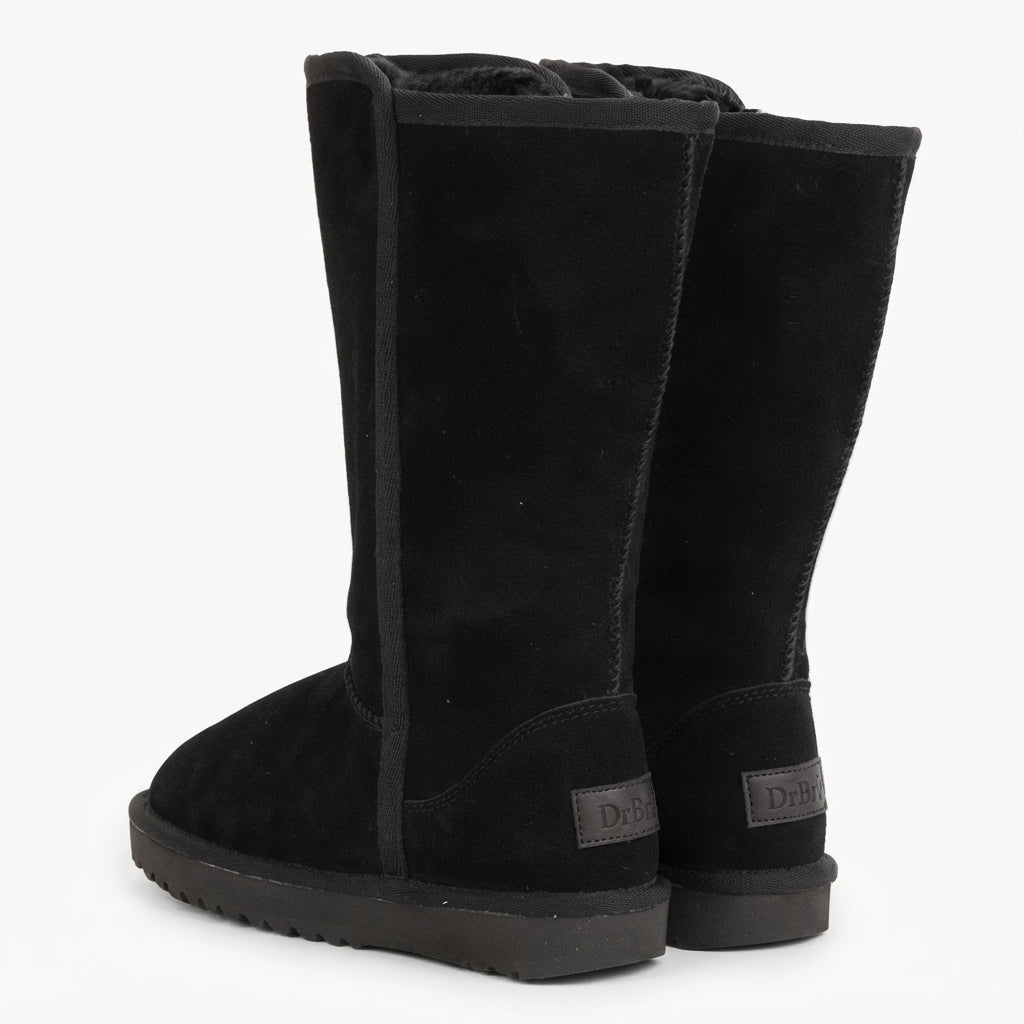 Women's Fleece-Lined Knee High Winter Boots, Suede Effect — view 3
