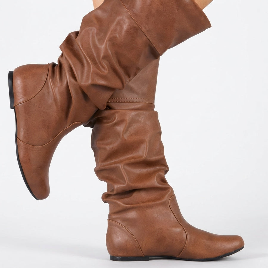 Bottes de cowboy froncées en cuir pour femme, à enfiler